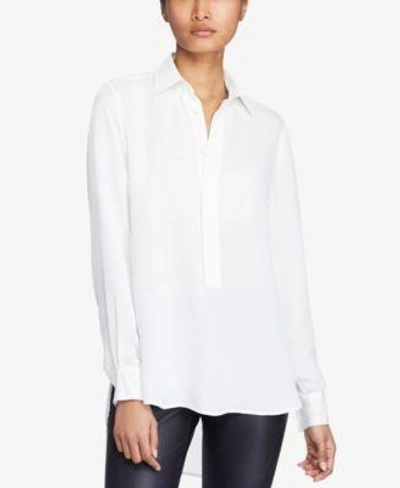 Shop Polo Ralph Lauren Silk Georgette Shirt In Pure White