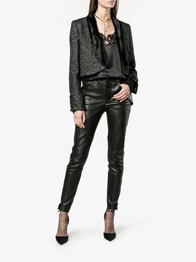 Shop Ann Demeulemeester Glitter Embellished Cropped Jacket In Black