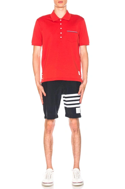 Shop Thom Browne Short Sleeve Polo Shirt In Red