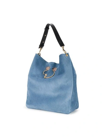 Shop Jw Anderson Blue Hobo Pierce Suede Tote Bag