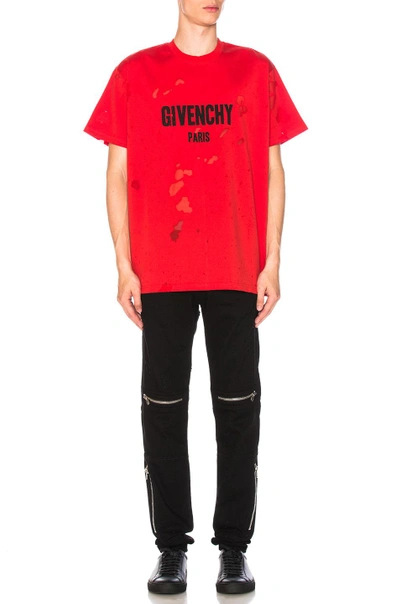 Shop Givenchy Distressed Biker Jeans In Black