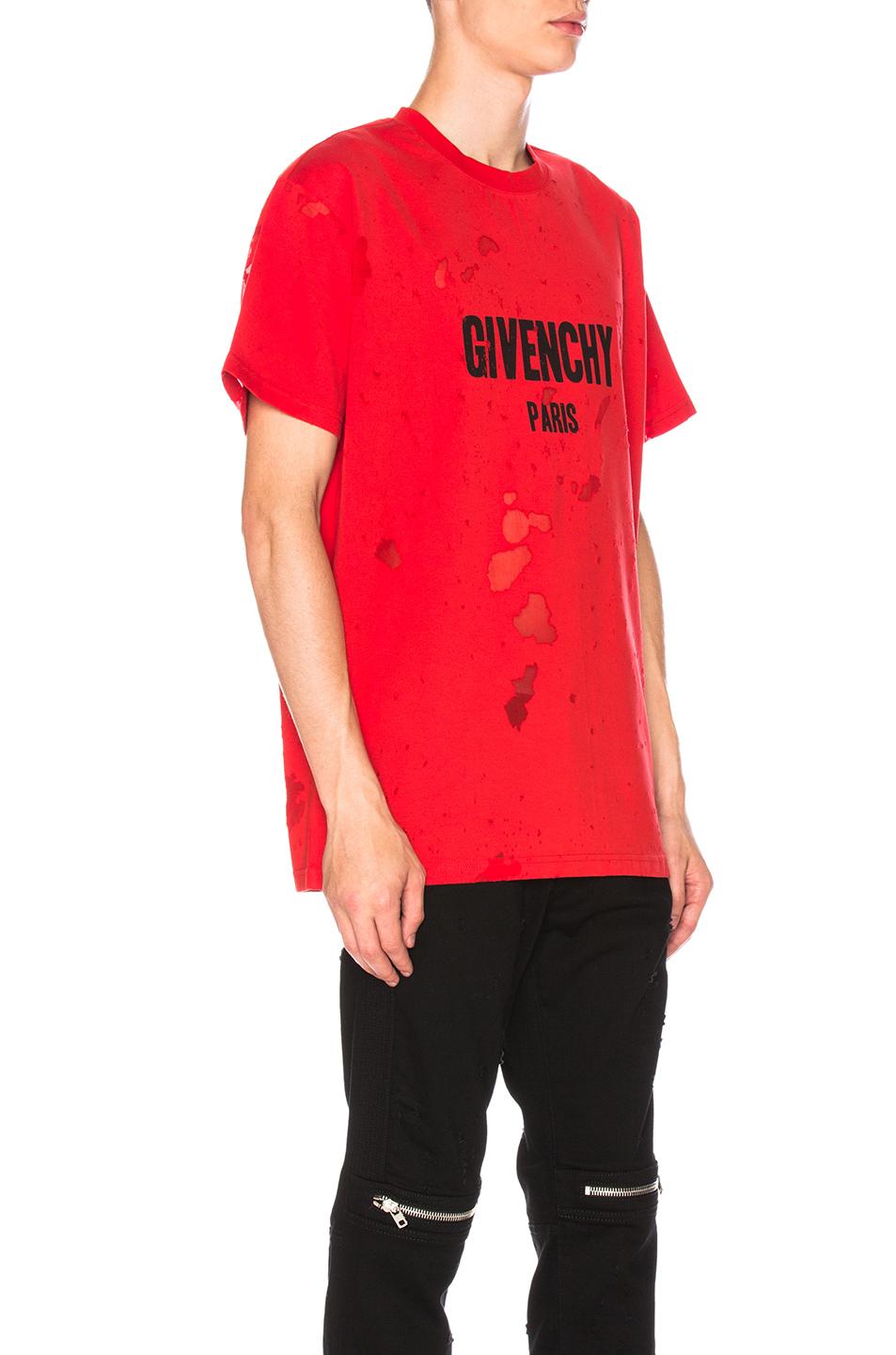 givenchy distressed t shirt red