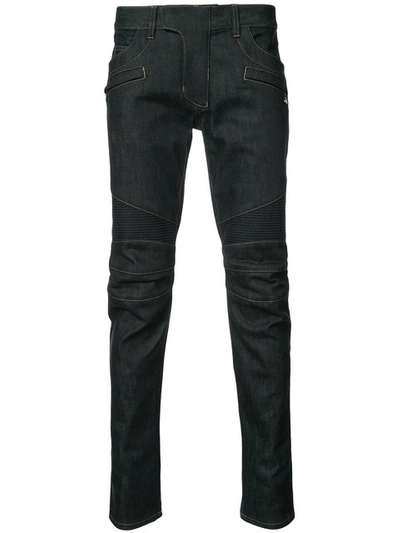 Balmain 17cm Raw Biker Stretch Denim Blue In Bleu|blu | ModeSens