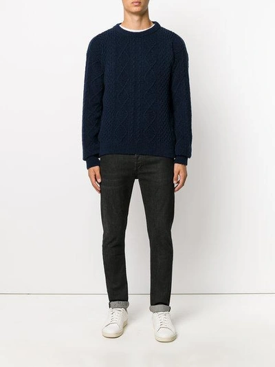 Shop Saint Laurent Knitted Jumper - Blue