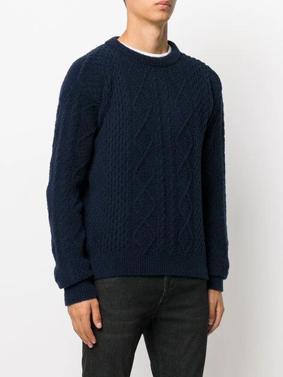 Shop Saint Laurent Knitted Jumper - Blue
