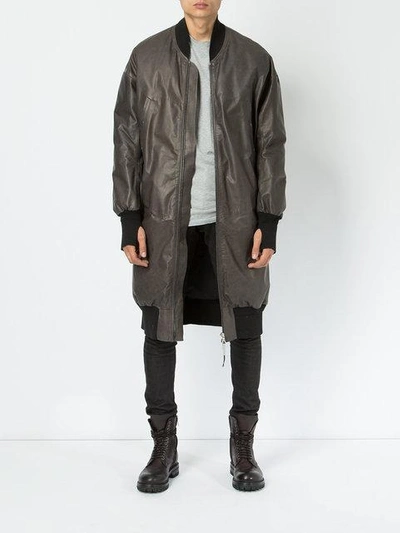 Shop Isaac Sellam Experience Long Bomber Jacket - Grey