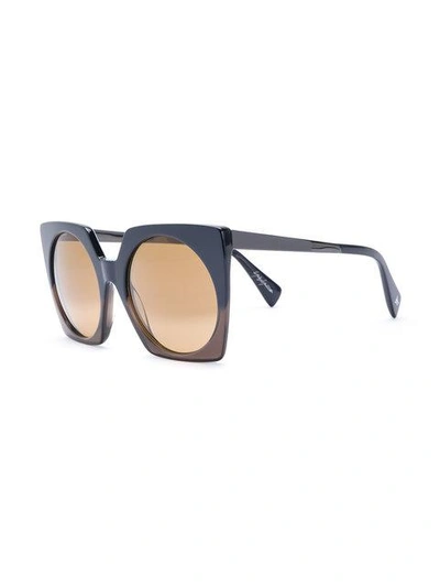 Shop Yohji Yamamoto Oversized Sunglasses - Blue