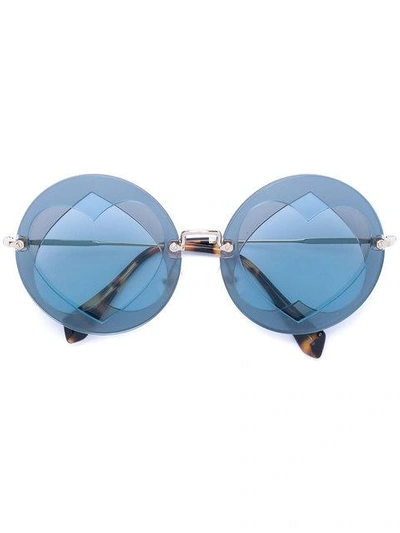 Shop Miu Miu Collection Round Sunglasses In Metallic