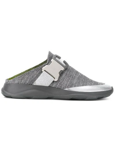 Shop Christopher Kane Knitted Safety Buckle Slide Sneaker - Grey