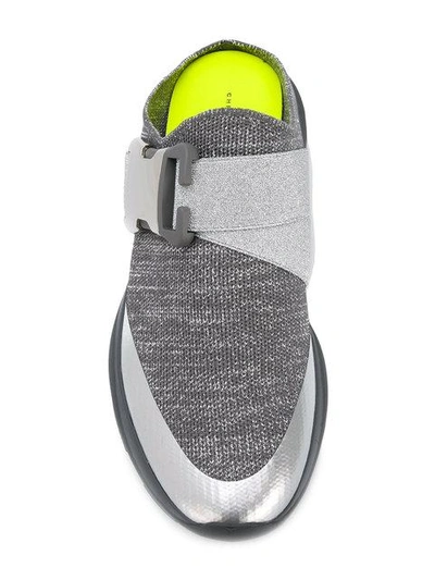 Shop Christopher Kane Knitted Safety Buckle Slide Sneaker - Grey