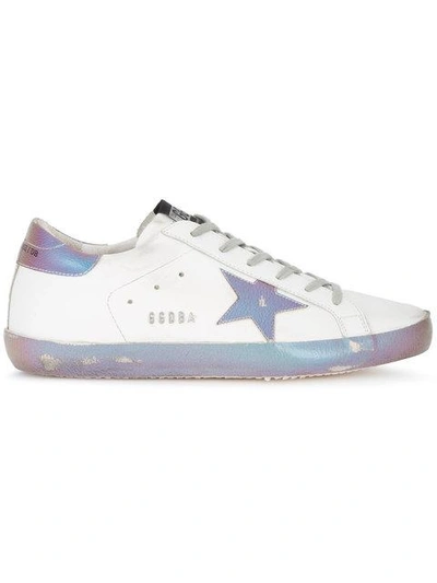 Shop Golden Goose Iridescent Superstar Leather Sneakers In White