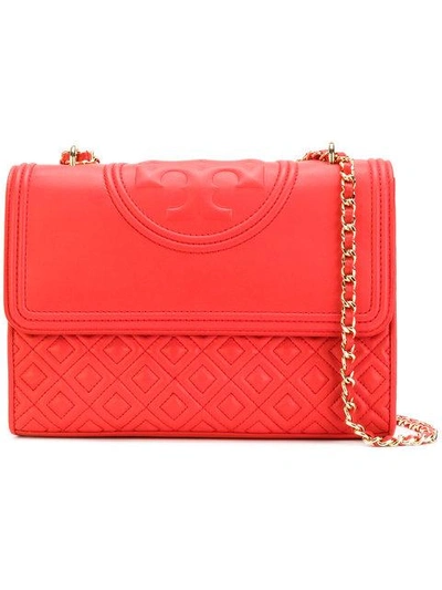 Shop Tory Burch Quilted Flap Shoulder Bag In Red