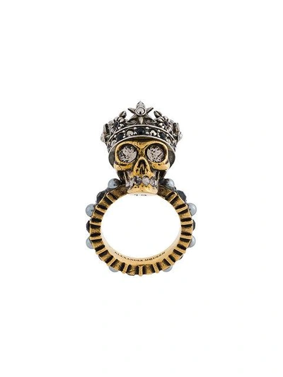 Shop Alexander Mcqueen King Skull Ring In Metallic