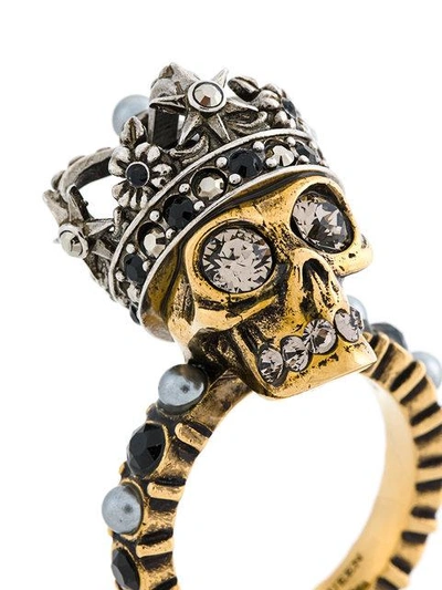 Shop Alexander Mcqueen King Skull Ring In Metallic