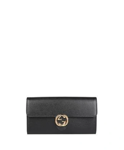 Gucci Continental Leather Wallet In Nero