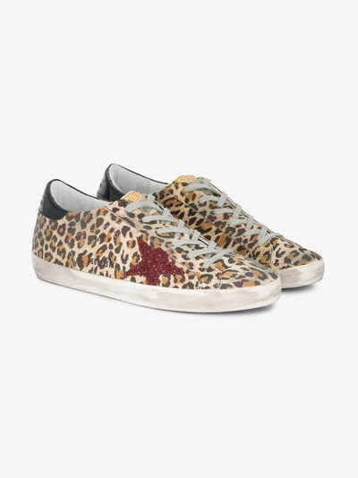 Shop Golden Goose Deluxe Brand Leopard Superstar Sneakers In Beige