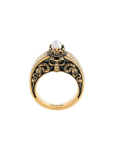 Shop Alexander Mcqueen Ring Mit Totenkopf In Metallic