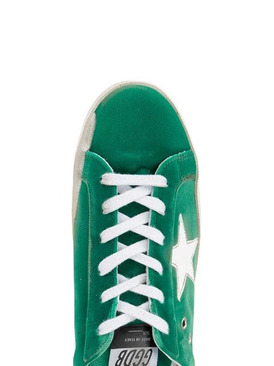Shop Golden Goose Emerald Green Superstar Suede Sneakers
