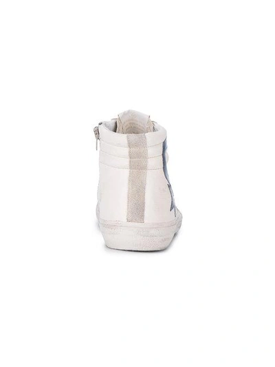 Shop Golden Goose Deluxe Brand White Blue Slide Hi Top Sneakers - Neutrals