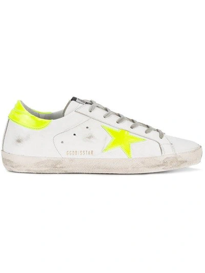 Shop Golden Goose White Neon Yellow Superstar Sneakers