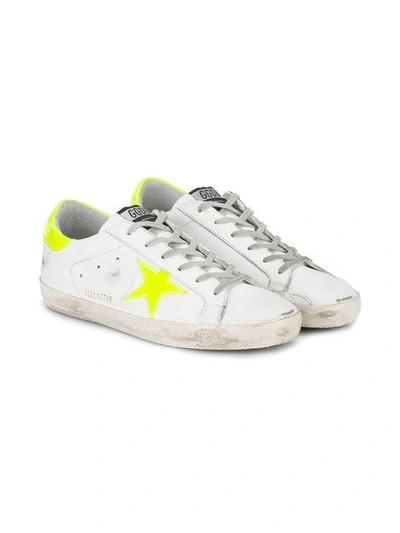 Shop Golden Goose White Neon Yellow Superstar Sneakers