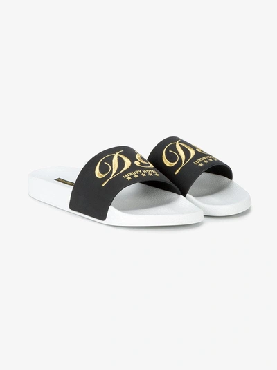 Shop Dolce & Gabbana Luxury Hotel Embroidered Slides In Black