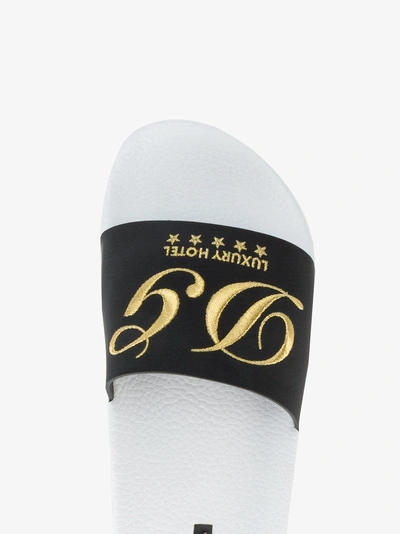 Shop Dolce & Gabbana Luxury Hotel Embroidered Slides In Black