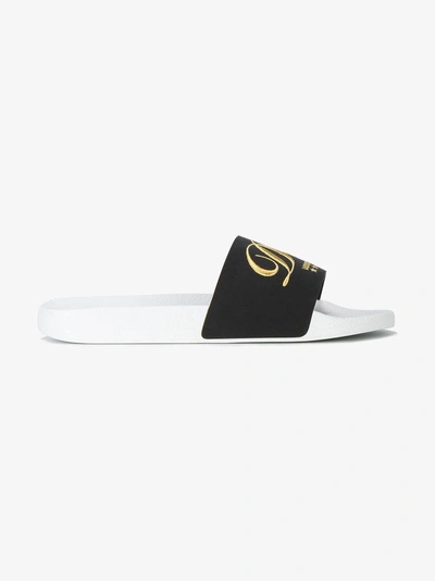 Shop Dolce & Gabbana Luxury Hotel Embroidered Slides In Black