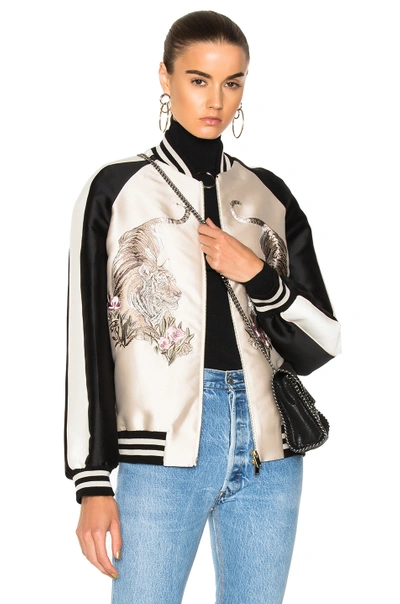 Shop Stella Mccartney Lorinda Tiger Embroidered Jacket In Black,neutrals