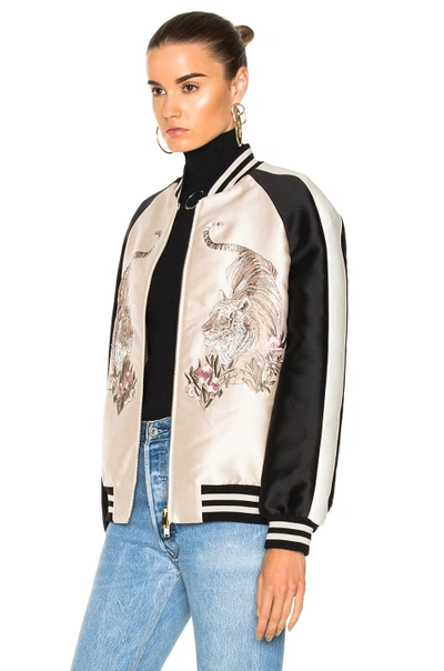 Shop Stella Mccartney Lorinda Tiger Embroidered Jacket In Black,neutrals