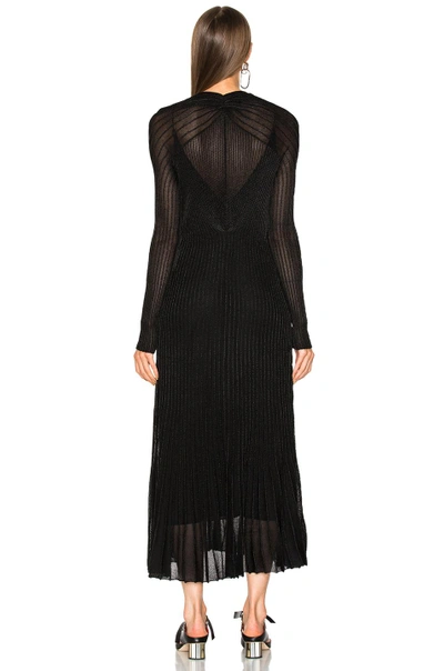 Shop Proenza Schouler Metallic Rib Long Sleeve V-neck Knit Dress In Black,metallics