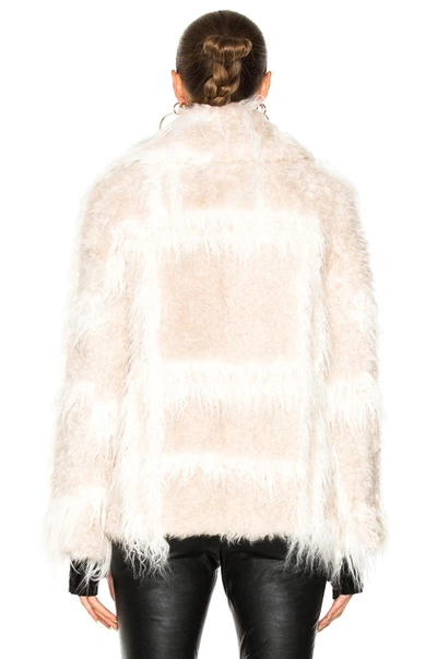 Shop Helmut Lang Shawl Collar Faux Fur Jacket In White