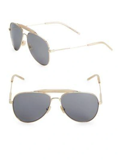 Saint Laurent 55mm Aviator Sunglasses With Brow Bar In Endura Gold
