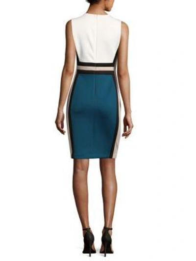 Shop Calvin Klein Colorblock Sleeveless Sheath Dress In Blue White