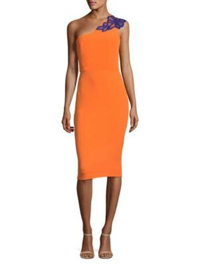 Victoria Beckham Solid One-shoulder Sheath Dress In Pumpkin