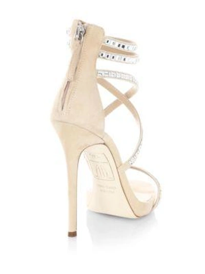 Shop Giuseppe Zanotti Giuseppe For Jennifer Lopez Crystal-embellished Suede Sandals In Sunrise