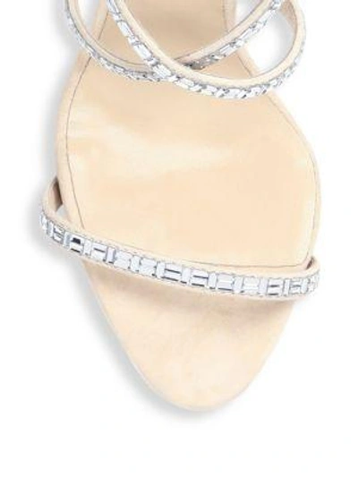 Shop Giuseppe Zanotti Giuseppe For Jennifer Lopez Crystal-embellished Suede Sandals In Sunrise