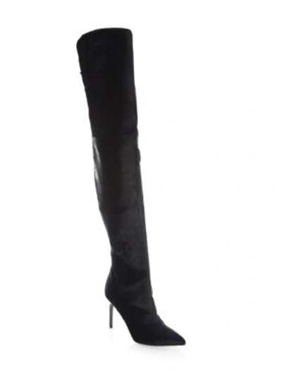 Oscar De La Renta Frederikke Calf Hair Thigh-high Boots In Black