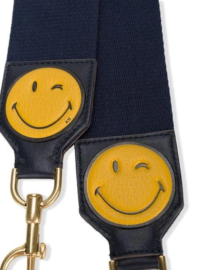 Shop Anya Hindmarch Wink Smiley Shoulder Strap - Blue