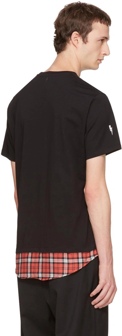 Shop Neil Barrett Black Tartan Combo T-shirt In 1819 Blk+red/blk