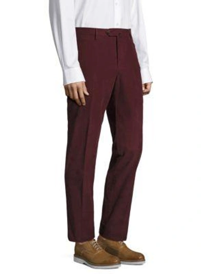 Shop Pt01 Men's Slim-fit Corduroy Trousers In Burgundy