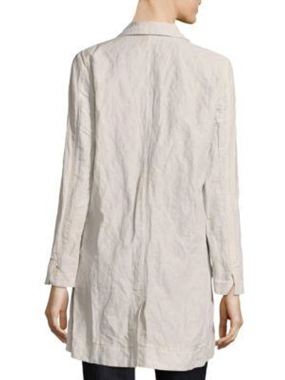 Shop Eileen Fisher Notch Collar Long Jacket In Bone