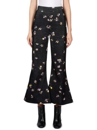 Shop Acne Studios Silk Floral Pants In Black