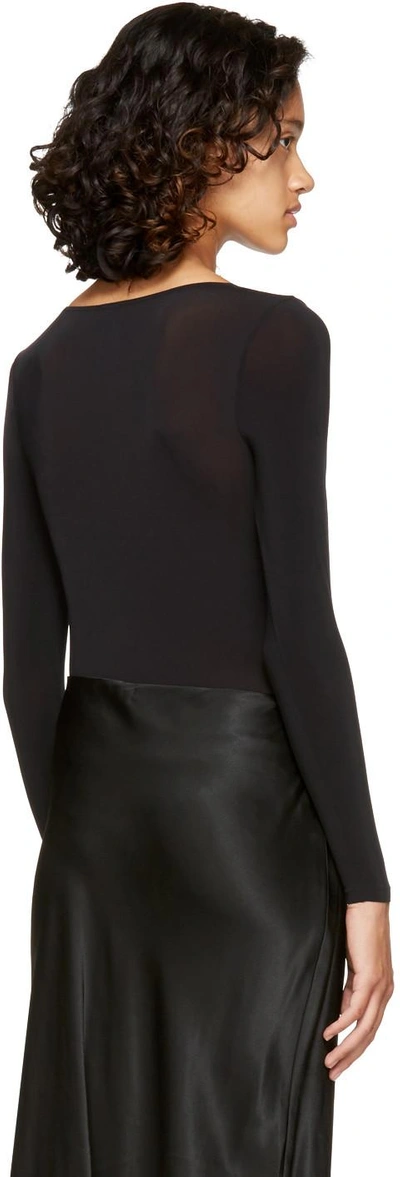 Shop Wolford Black Sheer Buenos Aires String Bodysuit In 7005 Black