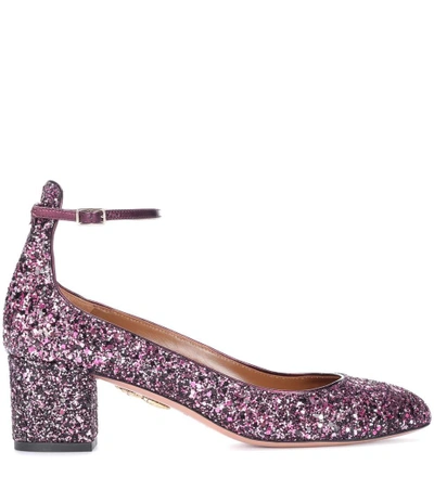 Shop Aquazzura Alix 50 Glitter Pumps In Pink