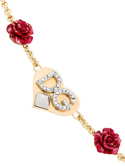Shop Dolce & Gabbana Heart Logo Charm Bracelet