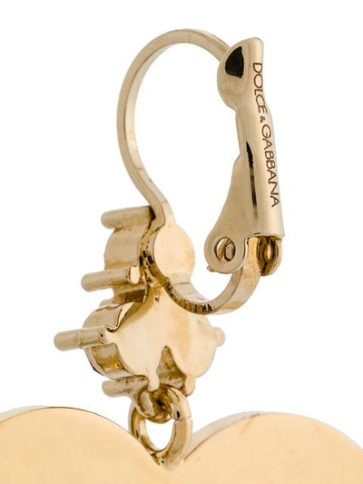 Shop Dolce & Gabbana Logo Heart Earrings In Metallic