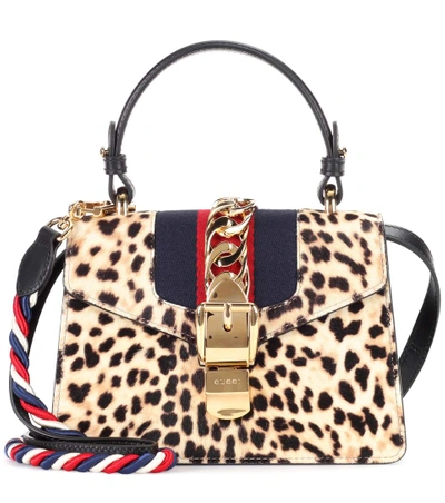 Shop Gucci Sylvie Mini Calf Hair Shoulder Bag In Multicoloured