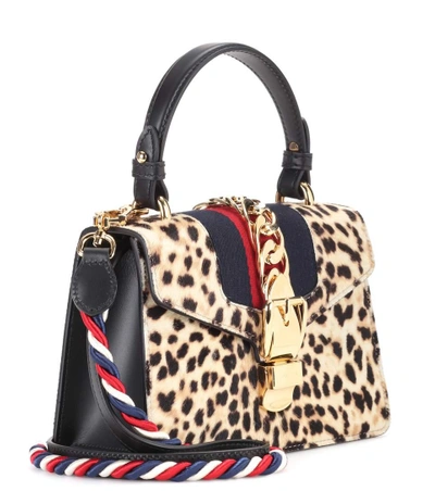 Shop Gucci Sylvie Mini Calf Hair Shoulder Bag In Multicoloured