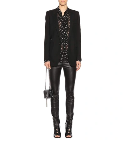 Shop Saint Laurent Leather Leggings In Black